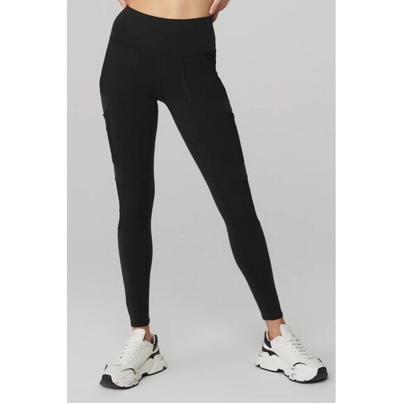 ALO Yoga High Waist Cargo Leggings in Black - Picture 2 of 8